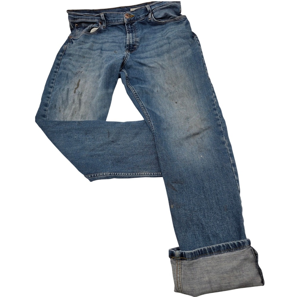 Thrashed Workwear Wrangler Jeans Mens 36x30 Blue Distressed 5 Star Premium Denim